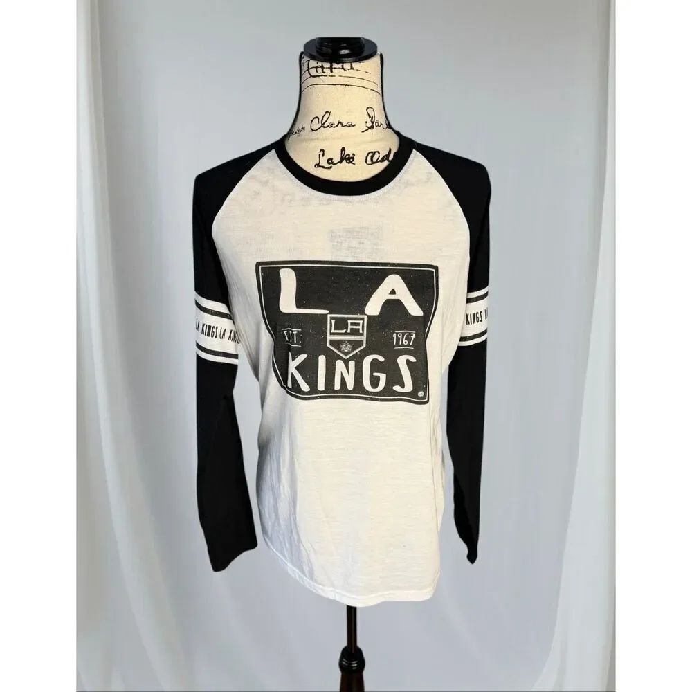 Levelwear X NHL Women’s Size Large White Black Long Sleeve LA Kings Shirt Top